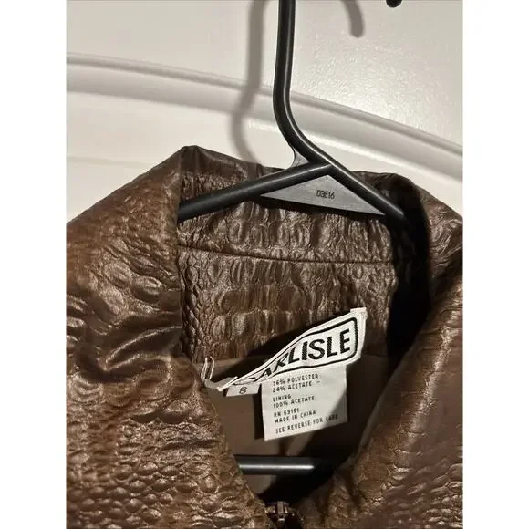 Carlisle Sz 8 Rich Printed Reptile Snake Animal Print Zip-Up Jacket Blazer